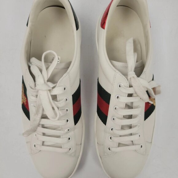 (65361-1) Gucci White Bee Runner Shoes - Size 8 Men's - Picture 3 of 15